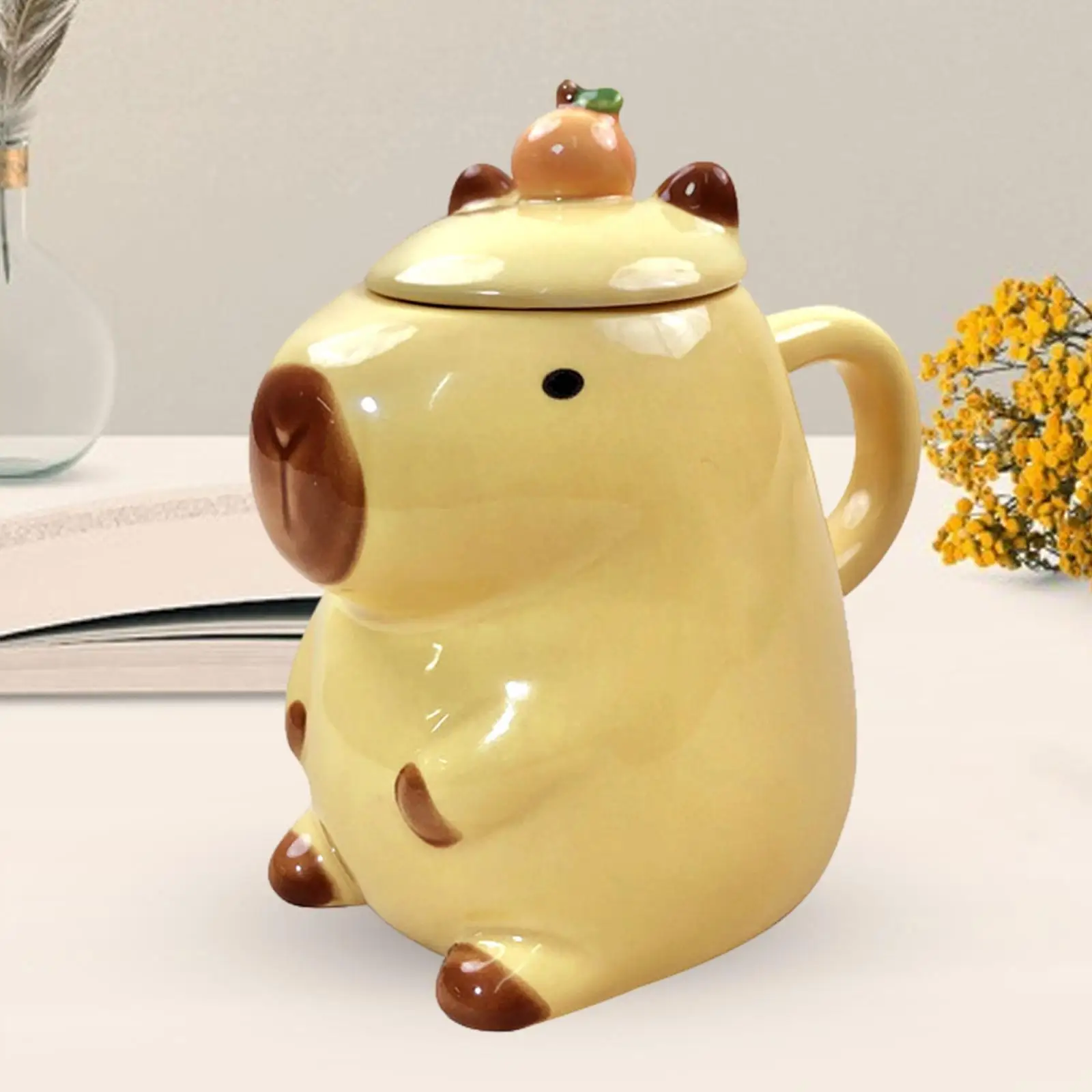 

Cartoon Capybara Teacup 450 ml Tableware Drinking Mugs Funny Animal Drinking Cup for Office Women, Men Favors Holiday Table