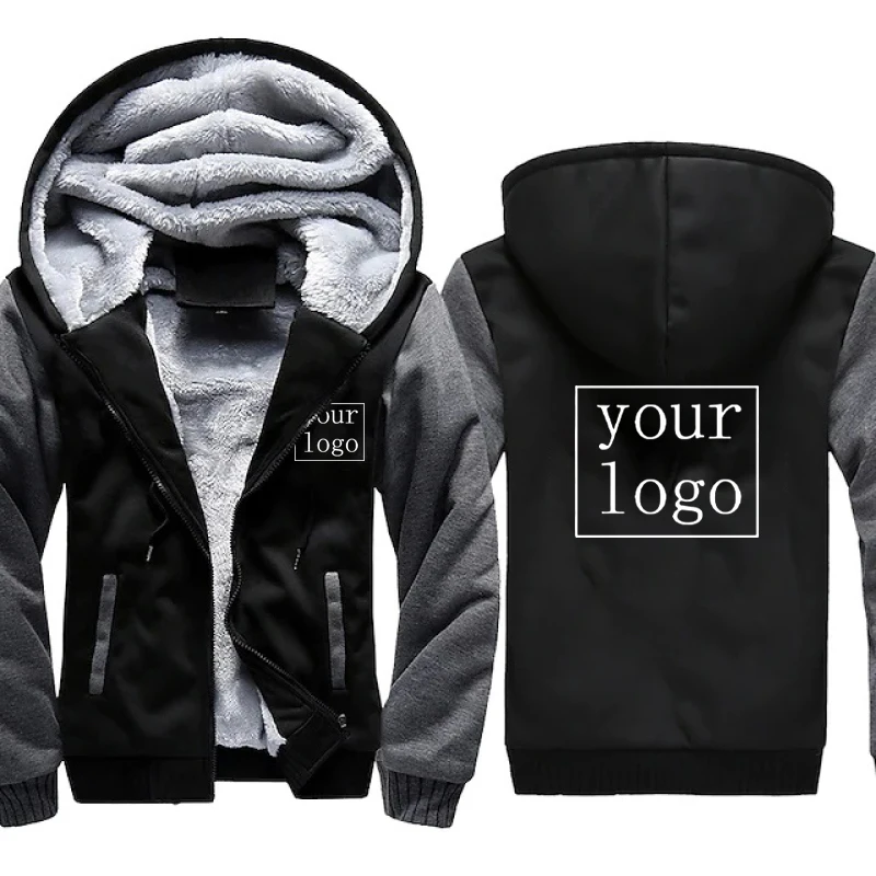 Custom Jacket Men's Autumn Jackets for Men Fleece Long Sleeve Coat Casual Diy Zip Up Hoodies Streetwear Coats