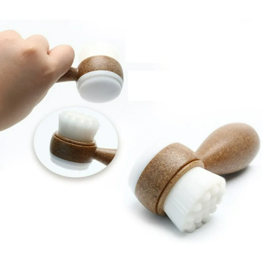 2-in-1 Double Sided Wooden Face Brush For Deep Pore Cleansing Gentle Exfoliation Remove Blackheads Dead Skin