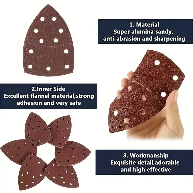Sanding Discs Sandpaper Set Polish Sand Paper Sandpaper Tools Mini Sandpaper Kit 10pcs 11Holes Mouse 40-2000 Grits Paper Detail 160A Palm Sanding Sander Sander PSM Triangular Sandpaper Detail Multi Bosch