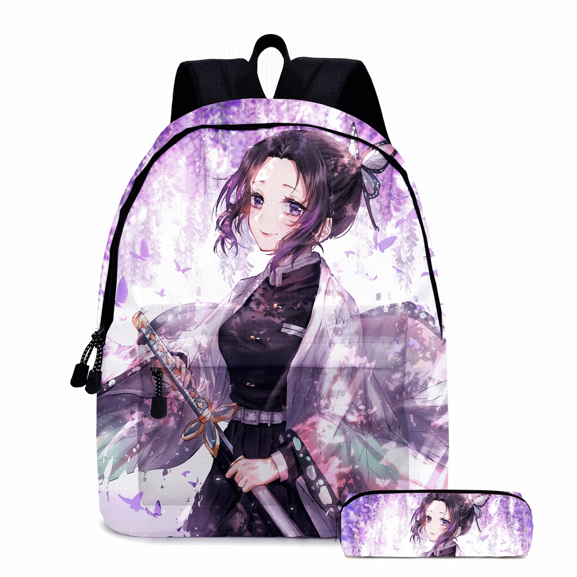 Demon Slayer Nezuko Backpacks 2pcs Girls School Bags Kimetsu No Yaiba Kids Anime Bagpacks Female Male Bookbag Gifts 5