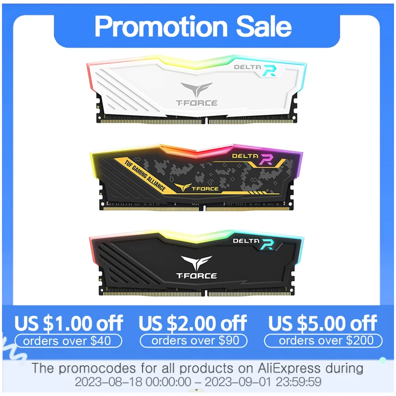 

TEAMGROUP T-Force Delta RGB DDR4 16GB 8GB 3600MHz 3200MHz 3000MHz Desktop Gaming Memory Module Ram