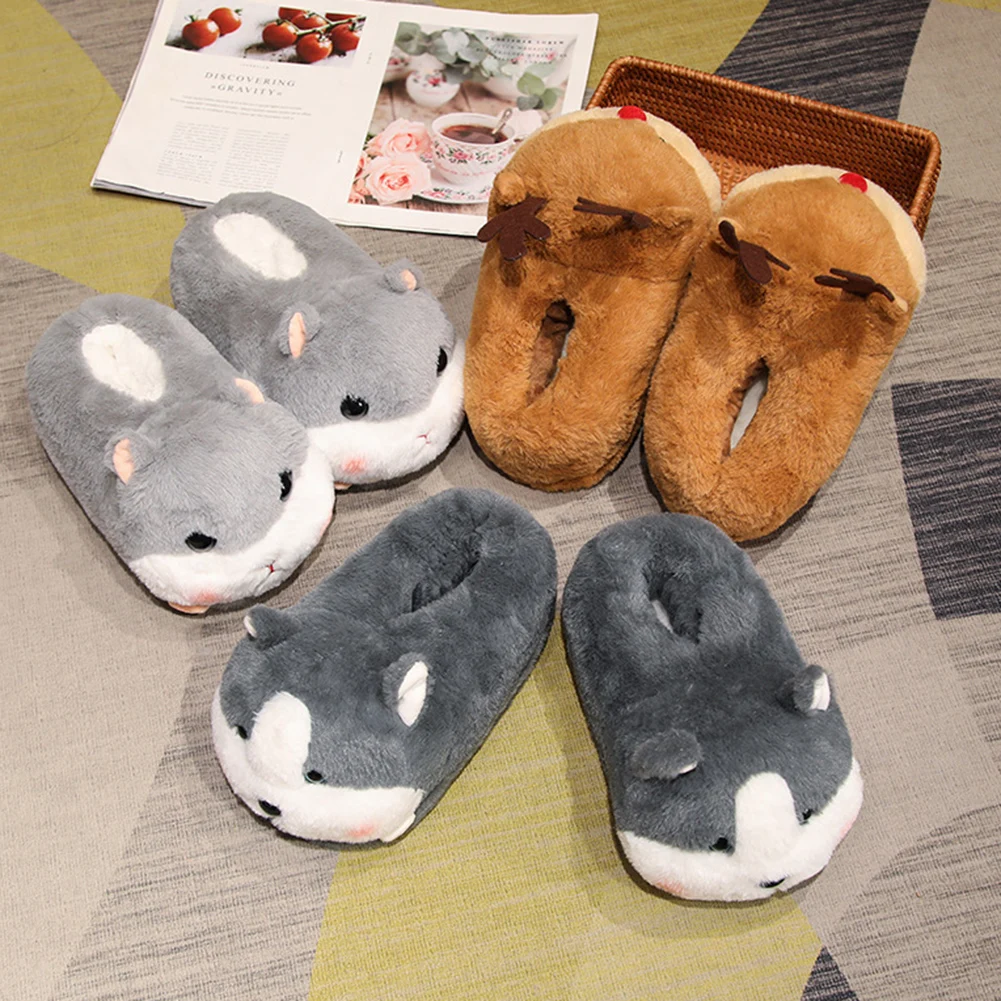 

Fashion Plush Slippers With Animal Shape Thick Breathable Warming Shoes For Indoor Outdoor