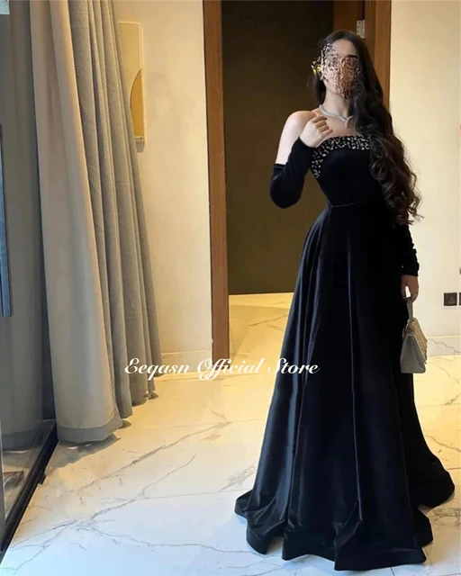 Hot black velvet gowns Store