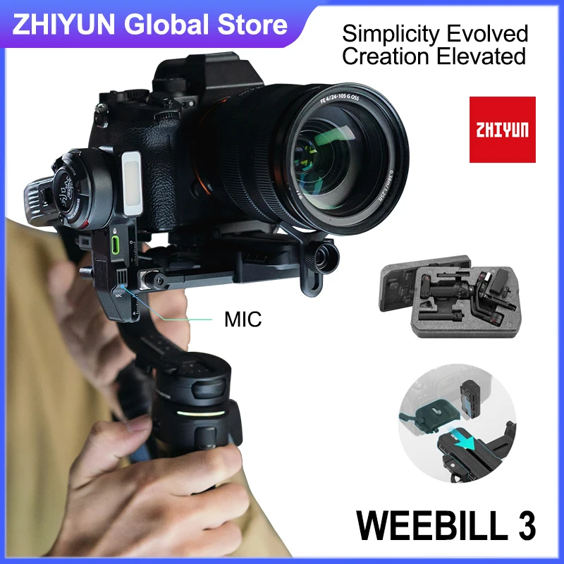

3-осевой ручной карданный стабилизатор Zhiyun Weebill 3 для камер Canon Sony Panasonic Nikon DSLR Профессиональный видеостабилизатор