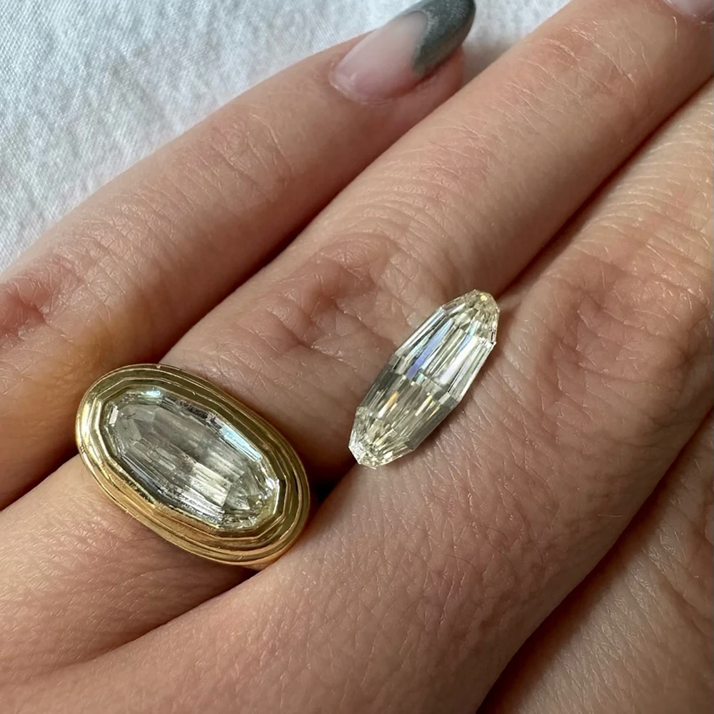 New Charm Oval CZ Zircon Chunky Rings Waterproof Hypoallergenic Thick Sparkling Crystal Bride Wedding Jewelry Accessories Bijoux