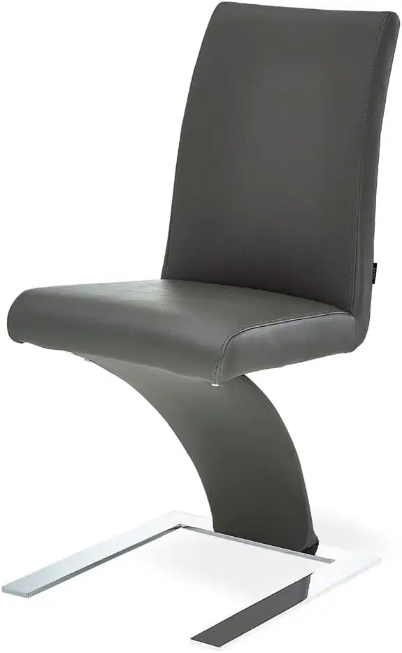 Furniture Modern Mesa Dining Chair in Dark Grey Microfiber Leather and Stainless Steel