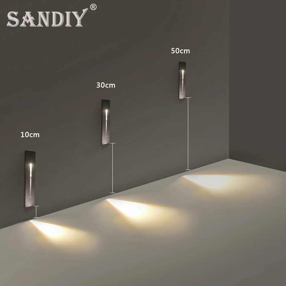 SANDIY Wall Lamp Embedded Stairs Led Light Nightlights for House Renovation Step Foyer Balcony Home Ladder Lighting with Box 3W led wall lamp wall light