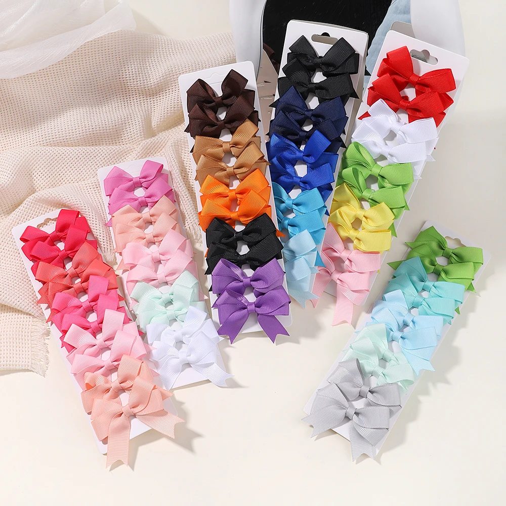 여아용 클립이 있는 Grosgrain 리본 미니 헤어 보우, 부티크 바레트 헤드웨어, 귀여운 어린이 헤어 액세서리, 세트당 10 개