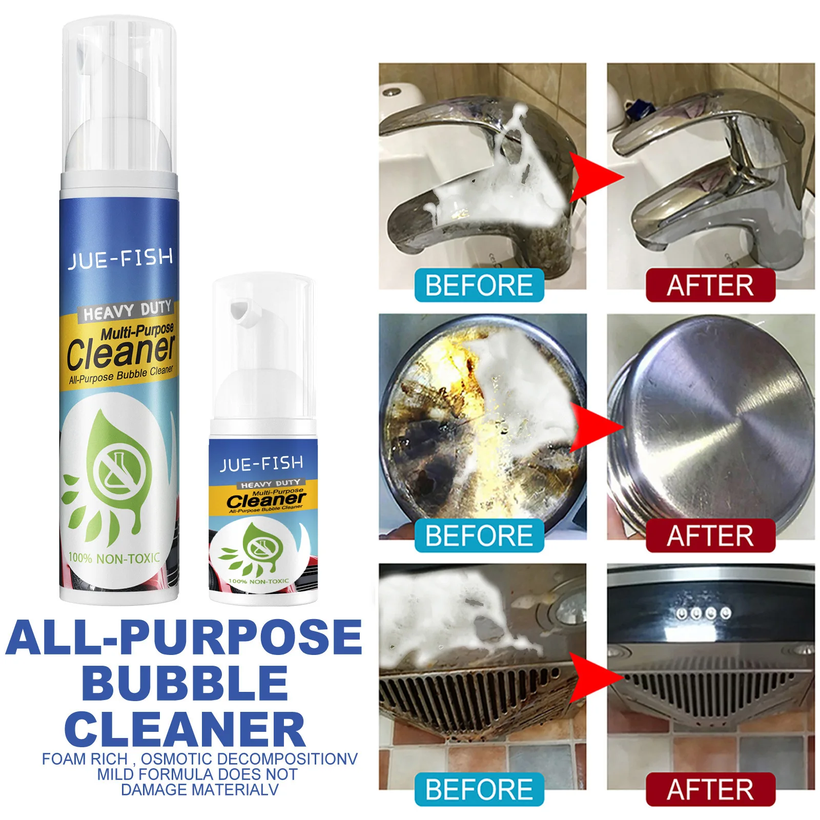 Heavy Oil Cleaner Foam Grease Cleaner Multipurpose Dirt Stain Cleaning Grill Oven Degreaser Oil Cleaning Bubble Spray Oil Cleaner Kitchen Cleaner