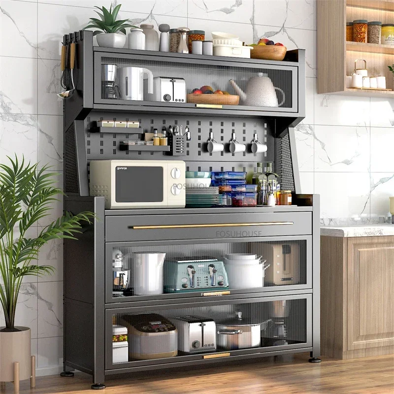 Nordic Metal Kitchen Cabinet for Kitchen Furniture Sideboard Multi-layer Landing Creative Upscale Multifunction Storage Cabinet 2
