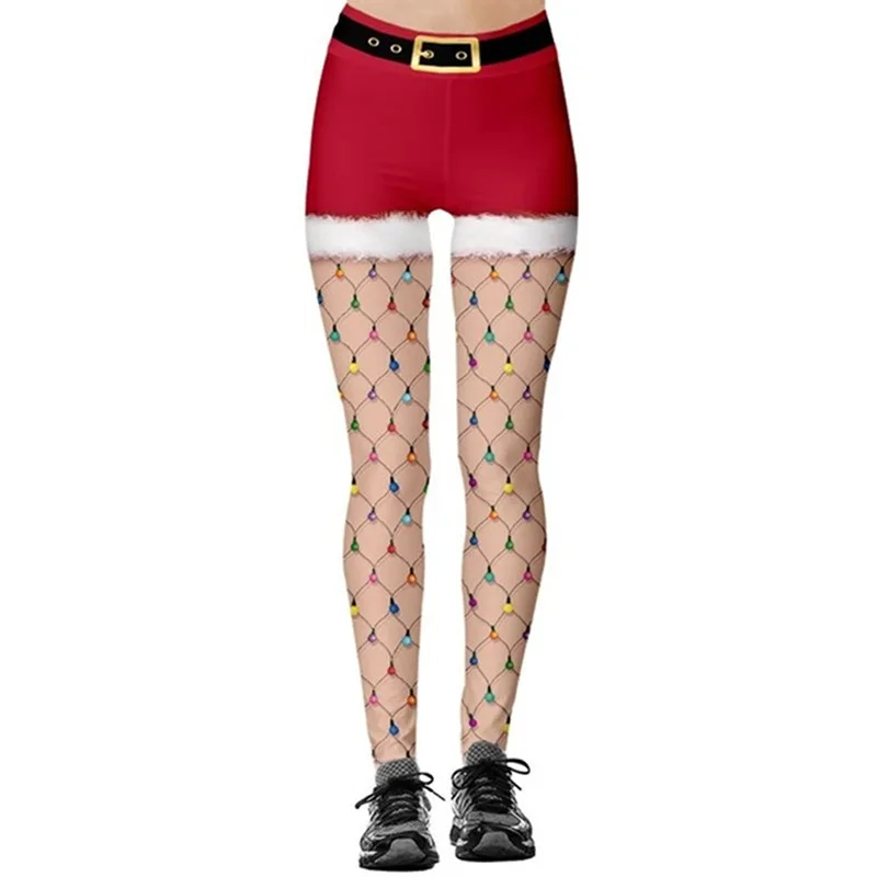 

Women Leggings Fashion 3D Digital Printing Christmas Leggings Funny Sexy Mesh Printed Elastic Christmas Skinny Leggings Gothic