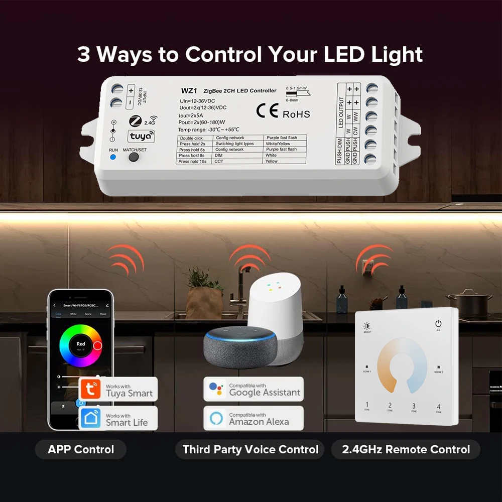 รูปสินค้า สมาร์ทคอนโทรล LED 2 ช่อง ควบคุมได้ทั้ง ZigBee และ RF