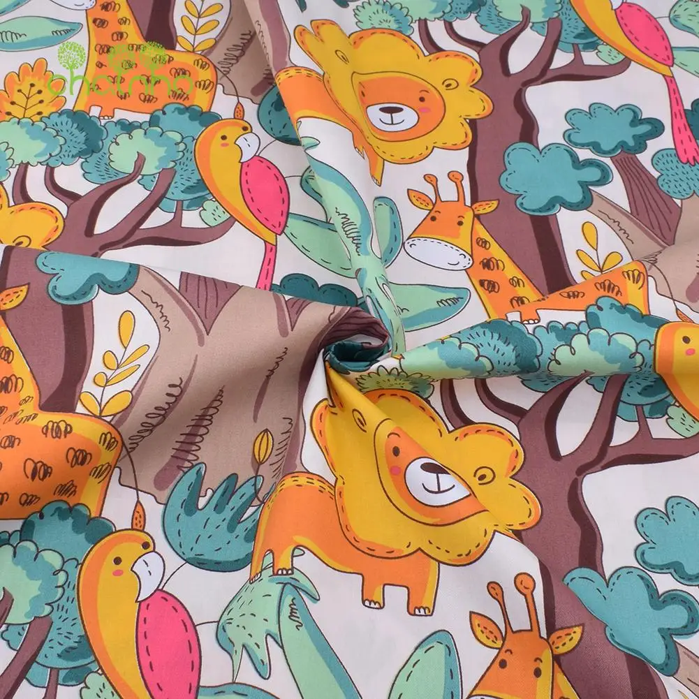 Chainho,Printed Twill Weave Cotton Fabric,DIY Sewing Quilting Material,Patchwork Cloth,Cartoon Series,2 Specification,15C325