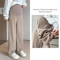 Spring Autumn Fashion Maternity Straight Pants Wide Leg Loose Across High Waist Trousers Clothes for Pregnant Women Pregnancy 1