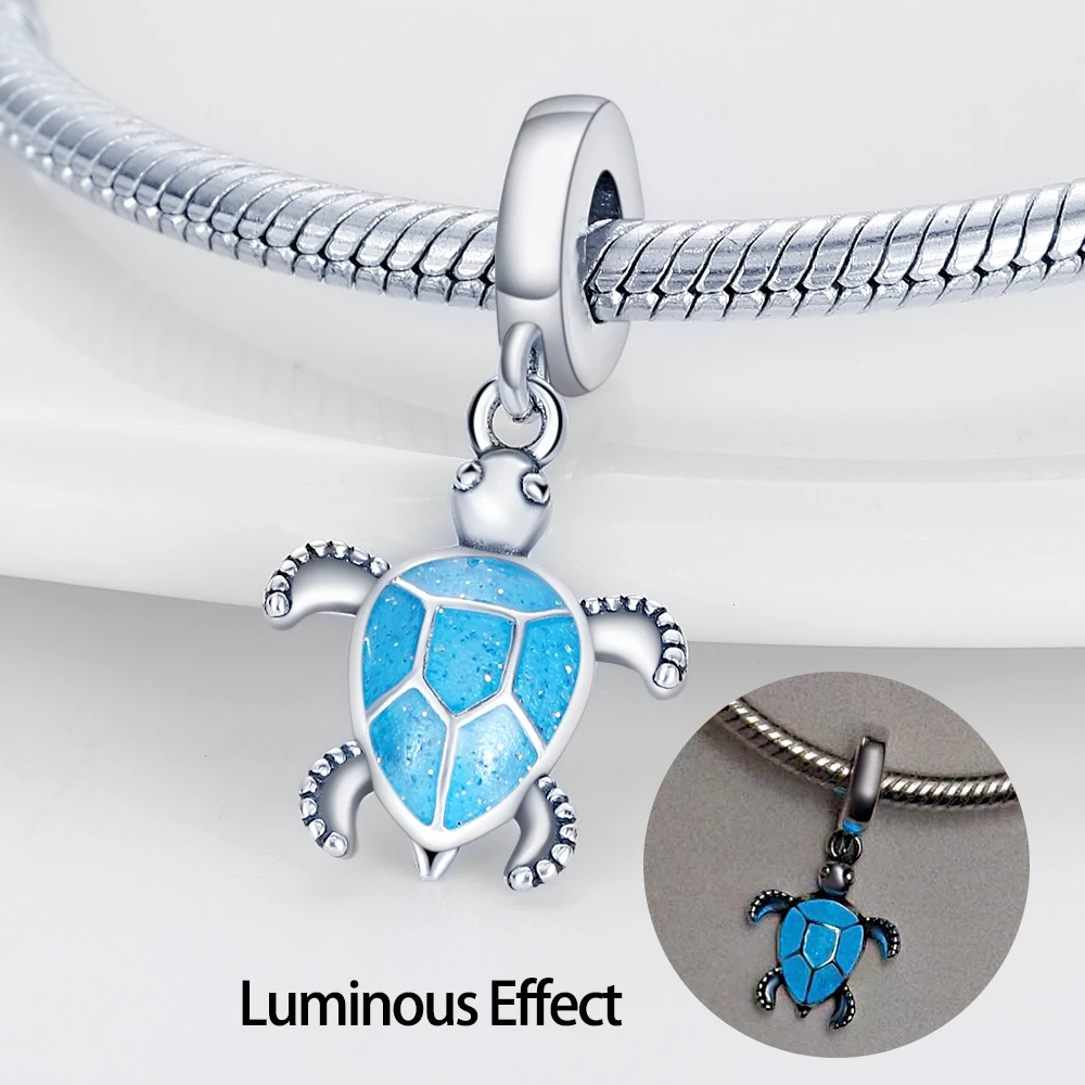 3MM Snake Bone Bracelet Silver Ocean Series Luminous Turtle Charm DIY Beads Women Jewelry Birthday Gift