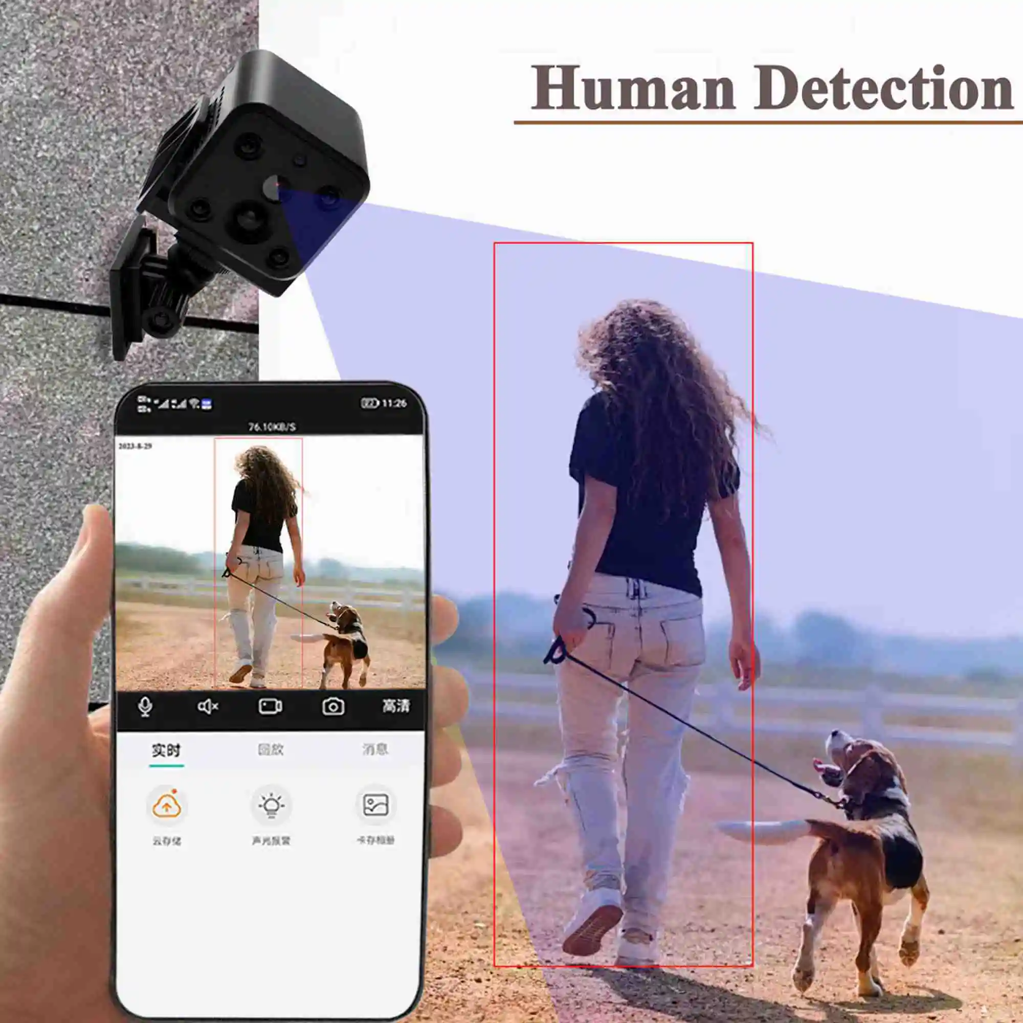 Security Camera 4MP Mini Camera WIFI IR Night Vision Human Motion Detection Alarm Surveillance Built-in 3000mAh Battery Security Protection