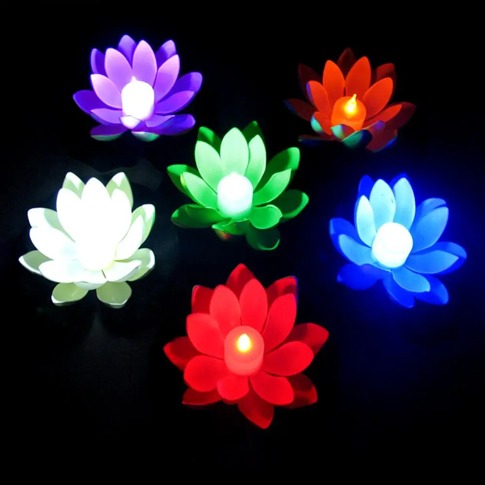 

Artificial Lotus Flower LED Light Swimming Pool Garden Pond Floating Floral Lamp Home Decor