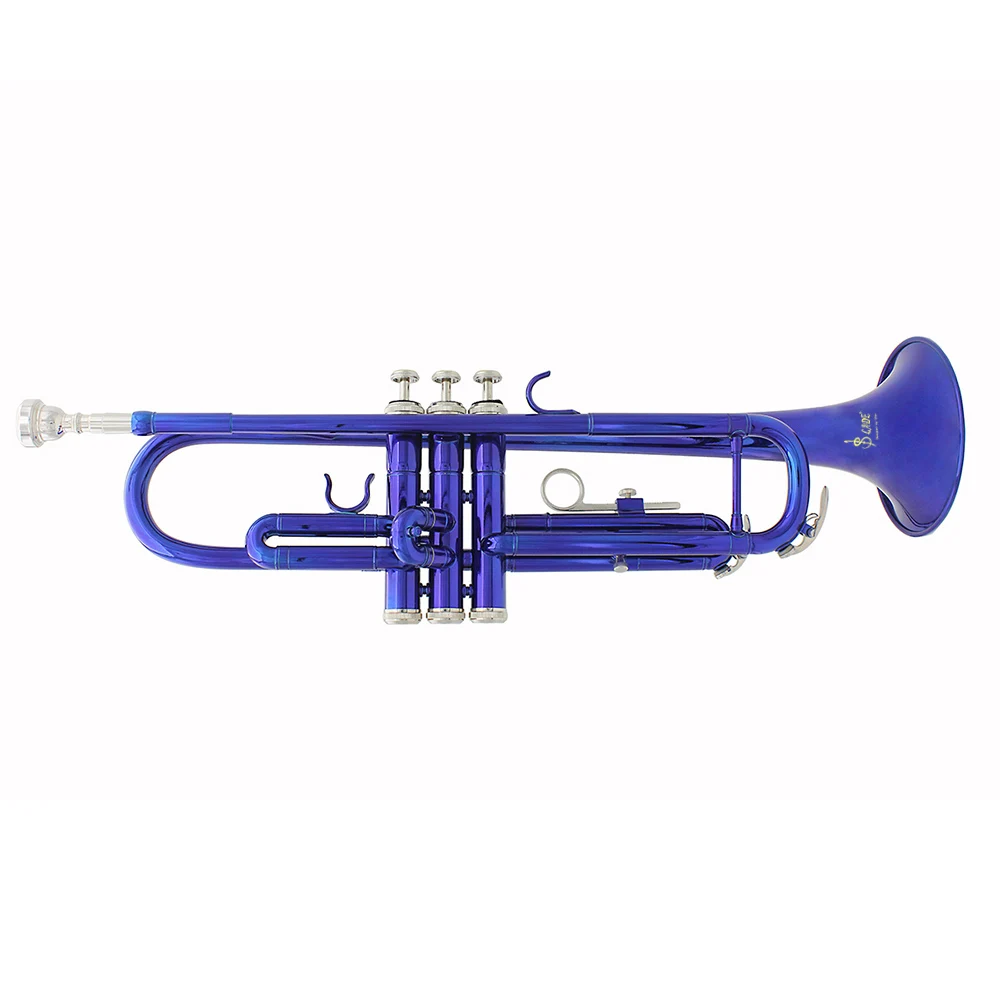 SLADE Blue Trumpet Brass Standard Bb Trumpet Set for Student Beginner with Hard Case Gloves 7 C Mouthpiece Accessories