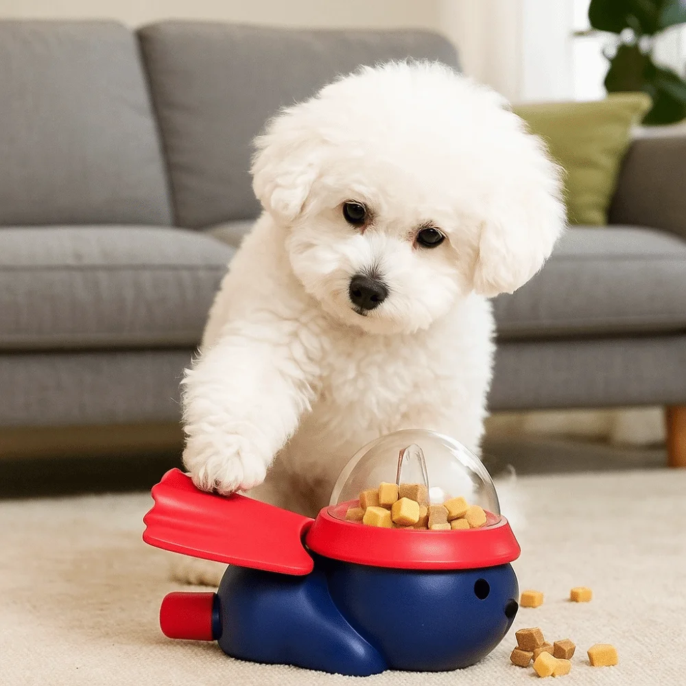 Creative Cartoon Dog Puzzle Feeder Plastic Press Dog Food Dispenser Colorful Rotating Pet Interactive Toy Dog Training