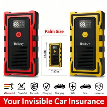 Avviatore di emergenza per auto 2000A, Power Bank e luce LED di emergenza per tutte le auto diesel/gasolina 12V con display digitale