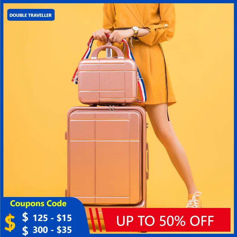 Travel Luggage Set Women Trolley Case 20'' Carry Ons Cabin Rolling