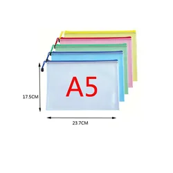 Set of 5 Transparent Waterproof Zipper Storage Bags (A5 5PCS small)