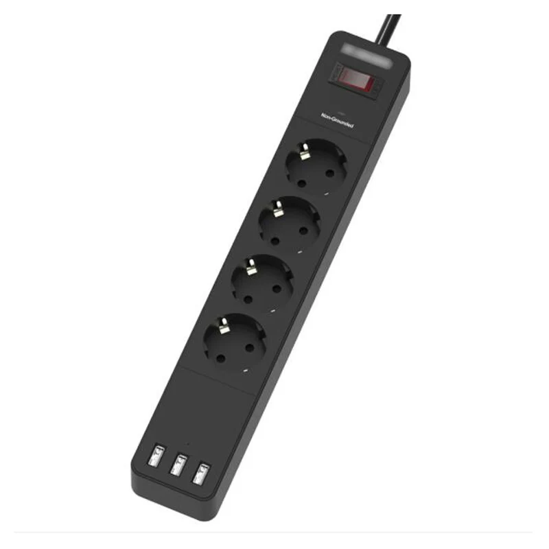 

EU Power Strip with 4 Outlets 3USB Ports 1.8m Extension Cord Surge Protector EU Plug Outlets Electric Socket