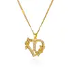 Colliers avec initiales de cœur et de fleur en Zircon pour femmes, en acier inoxydable, pour amoureux du cœur, couleur or, chaîne avec lettres, bijoux