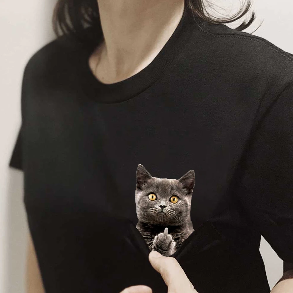 Cloocl Tier T-Shirt Modemarke Sommer Tasche Katze Aufkleber gedruckt T-Shirts Herren Frauen Shirts Hip Hop Tops lustige Baumwolle T-Shirts – Detail 8