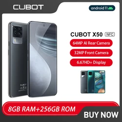 Cubot X50 Smartphone Android 8GB RAM 256GB ROM 6.67 Inch FHD+ Helio P60 Octa Core 32MP Selfie 4500mAh 4G LTE Mobile Phone NFC