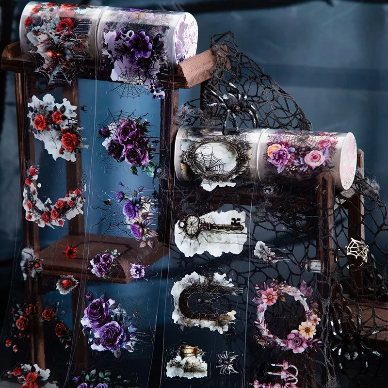 1Roll Spider Web Tape PET Adhesives Handbook DIY Decorative Backing Collage material Adhesives Tapes Scrapbook Cut 55mm*2m