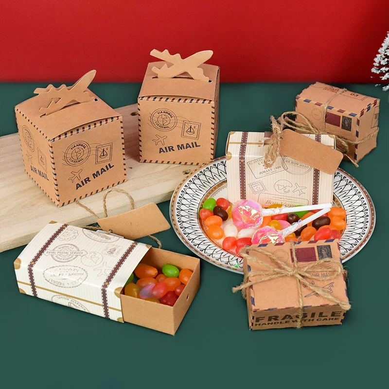 Niedliches Reisethema, 10 Stück, Koffer, Pralinenschachtel, Kraftpapier, Schokolade, Gastgeschenke, Geschenkverpackung für Hochzeit, Geburtstag, Babyparty, Dekoration – Detail 13
