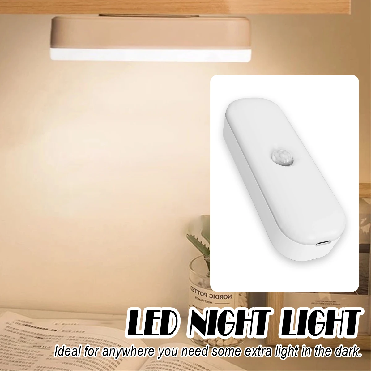 10cm Led Bedside Motion Sensor Night Lamp Desk Warm-light Wardrobe Lighting Strip Closet Wireless Light Cabinet Mini Reading USB