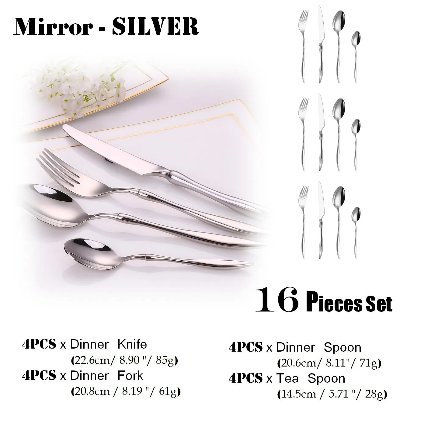 Sliver (9 pcs) - Service de couverts de voyage réutilisables, en