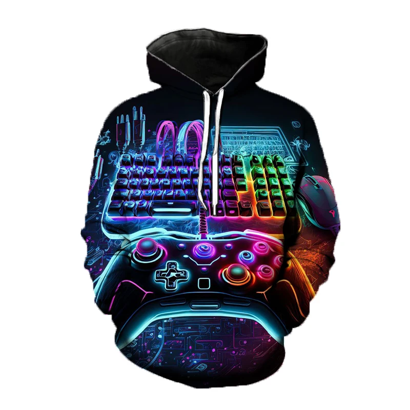 Neon Graphic 3D Print Hoodie Sweatshirt Oversized