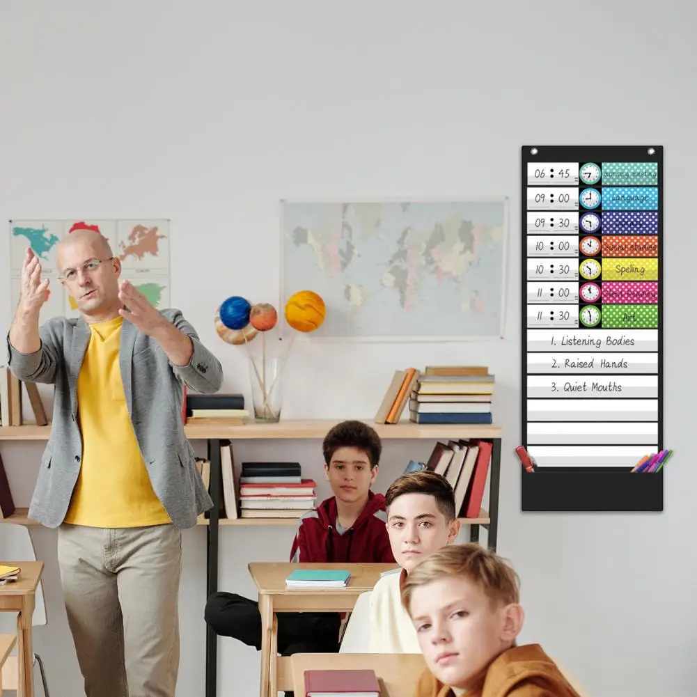 

Schedule Pocket Chart Versatile Educational Pocket Chart for Schedules Classroom Office Home 131 Pockets for Preschool
