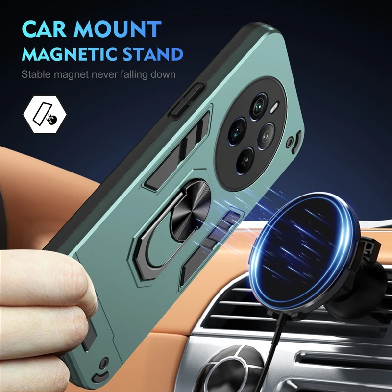 Premium Armor Magnetic Car Ring Phone Case - Heavy Duty Back Cover with 360-Degree Protection