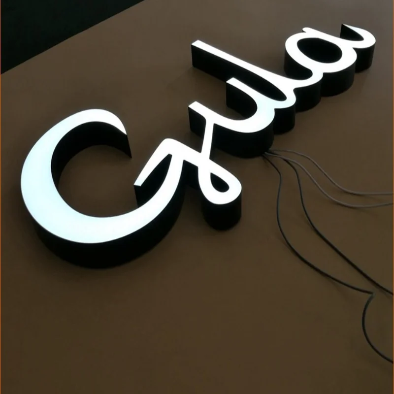 Custom Outdoor Led Resin Letter Luminous Sign for Business Logo, Acrylic LED Lighted Shop Name Lettering Signage