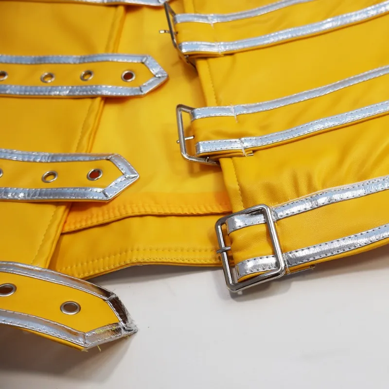 Freddie Mercury Bohemian Rhapsody Cosplay Costume Set | Yellow Jacket & White Singlet Halloween Outfit S7385c0aedb8d4547a501634bc4c10aea7