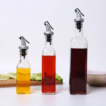 Transparent Glass Olive Oil Bottle 150/250/500ML Leakproof Kitchen Seasoning Soy Sauce Vinegar Press Type Cruet Barbecue Bottle 1