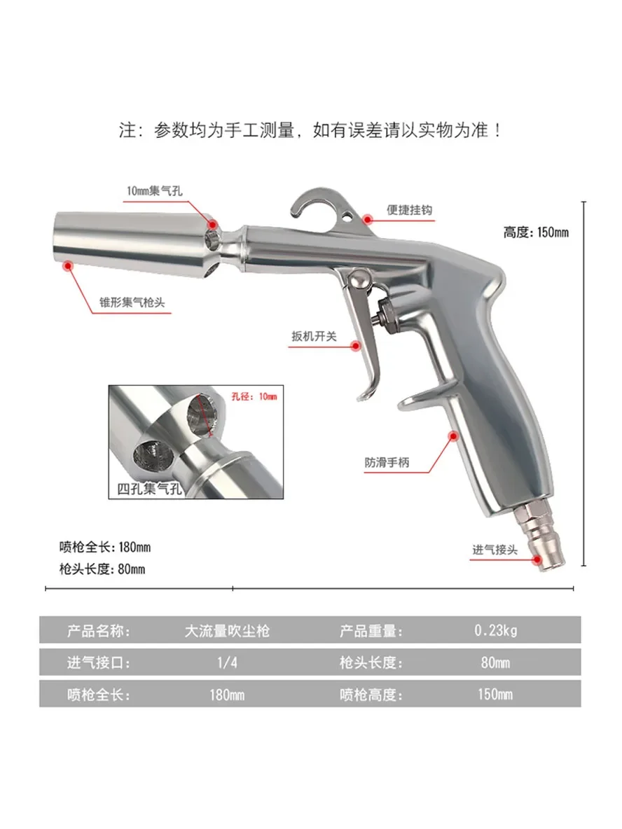 Pneumatic Tornado High Pressure and High Flow Blowing Dust Gun Car Wash Long Mouth Blowing Air Gun Tool