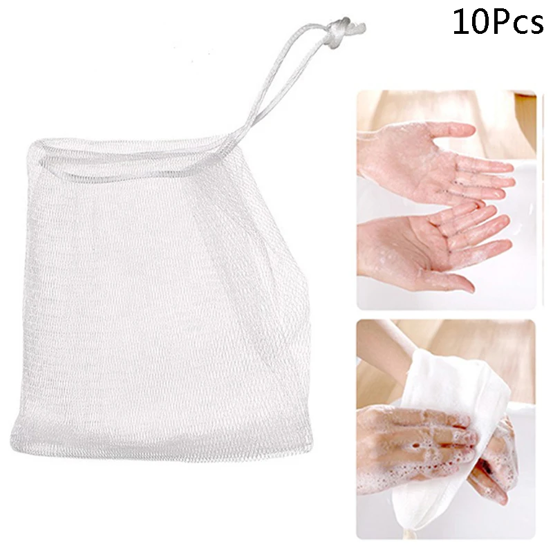 

10Pcs/Set Clean Foaming Mesh Bag Portable Hangable Soap Saver Bag Bath Shower Foaming Mesh Net Cleansing Delicate Foam Network