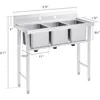 3-Stainless Steel Sink, Free Standing Restaurant Sink Station with Strainer, Kitchen Prep & Utility Sink for Home Garage Bar 6