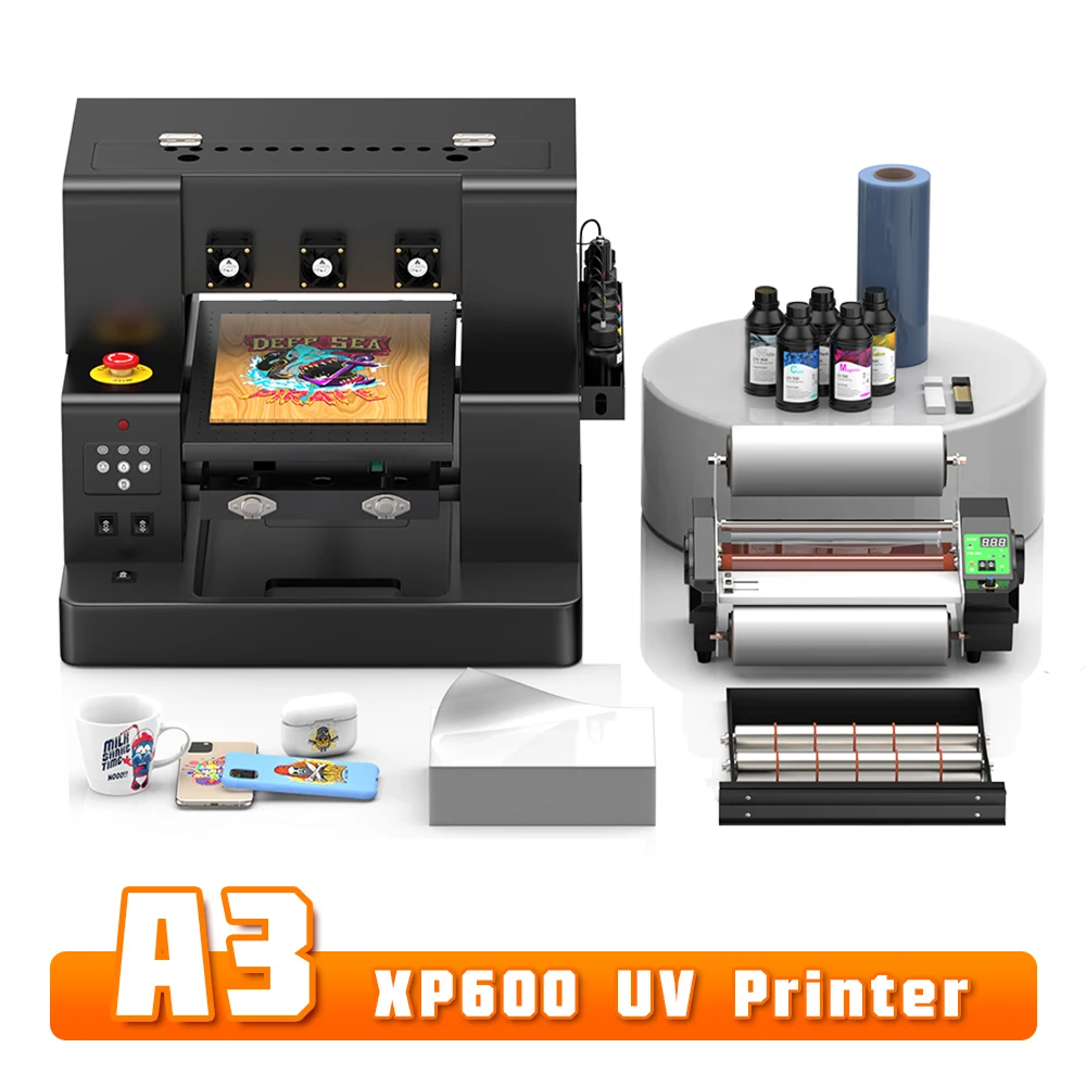 UV Printer A3 XP600 UV Printing Machine 32*50cm Printing size A3 UV DTF Printer with Laminator Machine A4 XP600 UV DTF Impresora