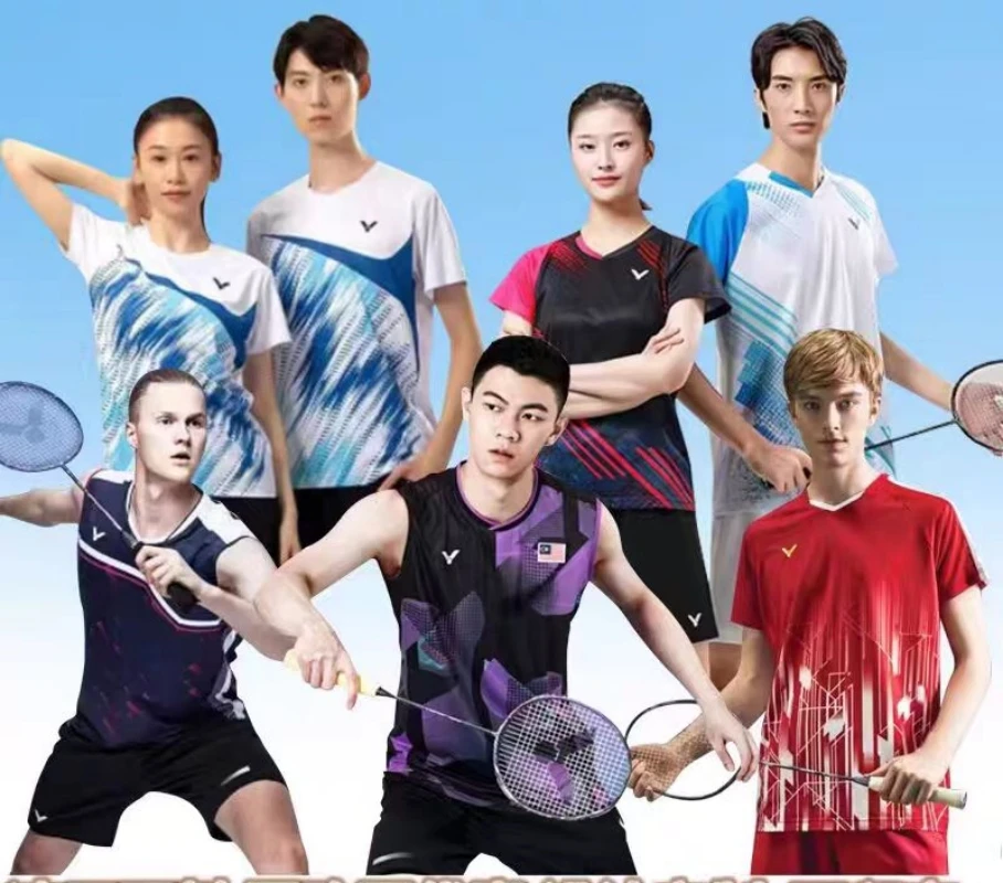 

Customized men's and women's badminton T-shirt quick drying breathable light tennis training T-shirt can print LOGO