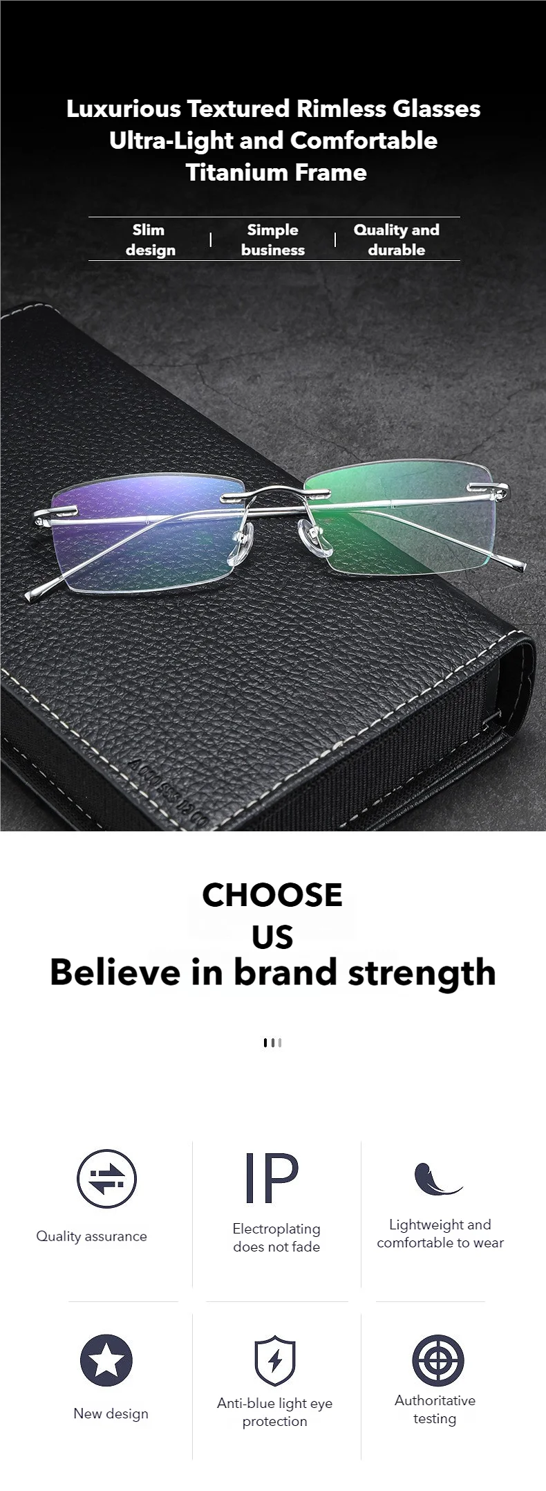 Photochromic Reading Glasses - Ultra-Light Titanium Myopia Eyewear With Blue Light Filter