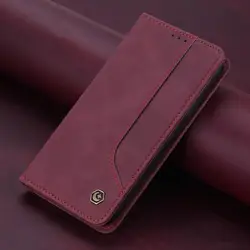 Leather Magnetic Flip Wallet Phone Case for Samsung S25 (Red)