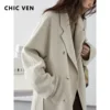 CHIC VEN Women Long Double-sided Woolen Coats Retro Loose Female Overcoat Double Breasted Ladies Windbreak Autumn Winter 2023 2