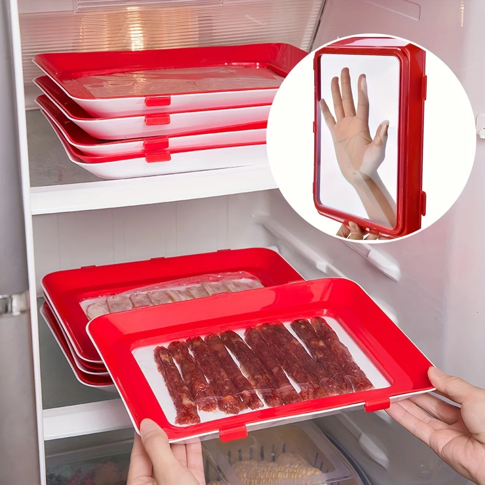 Durable 1-Pack Reusable Food Storage Trays-Plastic Kitchen Organization and Restaurant Use-Fridge Replacement Storage Boxes